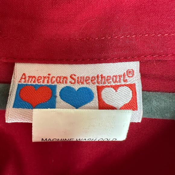 American Sweetheart 3/4 length sleeve red blouse size L - Picture 3 of 6